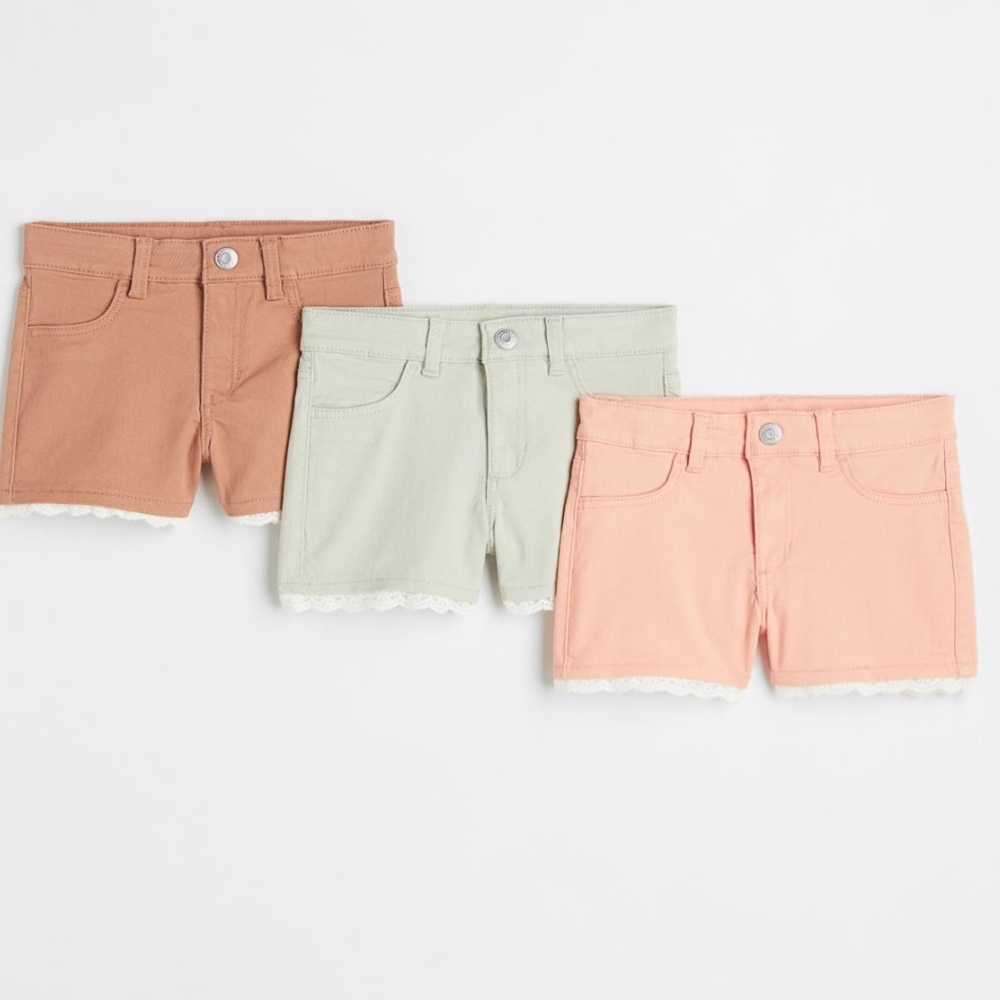 3-pack lace trimmed girls Twill shorts size 6x ( 6-7 Y) H&M
